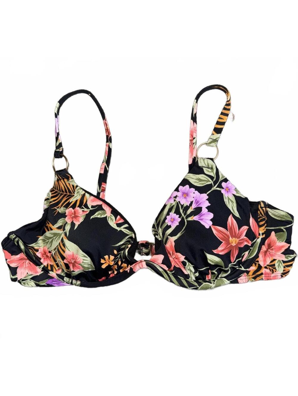 Shade & Shore Tropical Floral Bikini Top 34C Underwire Swimsuit Top NWT